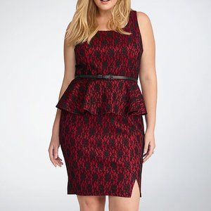 Rebel Wilson for Torrid Red Lace Peplum Dress